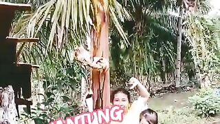 unique.. Banana heart growing on the stem / jantung pisang tumbuh di batang