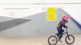 Small BMX rider vs huge ramps