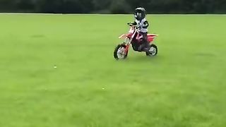 Gas Gas MC E5 electric dirt bike very FIRST RIDE!!! - and he's just 2 years 10 months old!