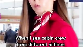 When flight attendants from different airlines see each other ???? #shorts