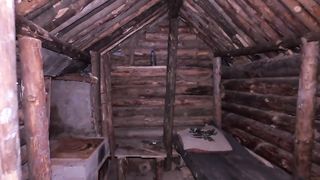 My first Dugout in the Woods, Thunderstorm and Rain, forest camp no talking
