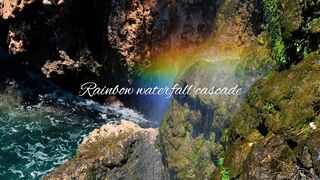 Rainbow waterfall cascade