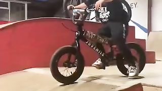 Riding at the Adrenaline Alley indoor skatepark on BMX - my last day as a 2 year old!!!