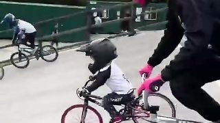 BMX gate night training - at 2 years old!