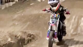 4yr old riding a dirt bike inside？! #enjoytheride