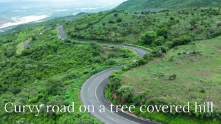 Curvy road on a tree covered hill
