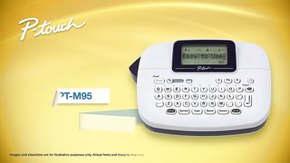 Brother P-Touch, PTM95, Handy Label Maker, 9 Type Styles, 8 Deco Mode Patterns, Navy Blue, Blue Gray
