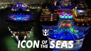 OUR FIRST NIGHT DRONE CAPTURE OF THE ICON OF THE SEAS SAILING FROM MIAMI. PORT MIAMI EXCLUSIVE!