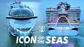 ICON OF THE SEAS HAS ARRIVED IN PORT MIAMI! MAJESTIC ENTRANCE CAPTURED BY DRONE ! ROYAL CARIBBEAN
