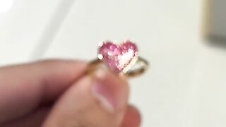 Solid Gold & Pink Cubic Zirconia Valentine's Heart Ring