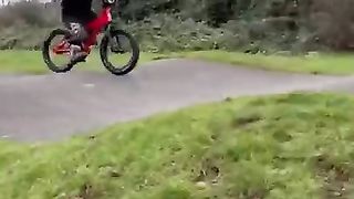 Learning to pump at a BMX pump track - at 3 years old!