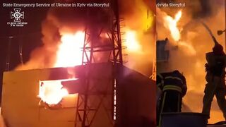 Fire erupts at Kyiv electrical substation after Russian drone strikes