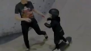 Skateboarding a VERT RAMP - his first time at 3 years old!