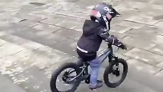 Stair set of DOOM!!! Riding a tiny bike down all the steps!