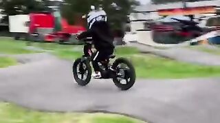 e-bike for kids - the new Revvi 16+ electric bike test ride for our 3 year old!