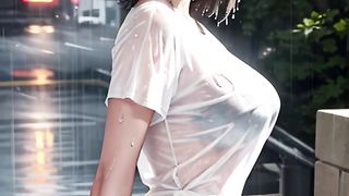 Wet hair,Wet dress,Wet her
