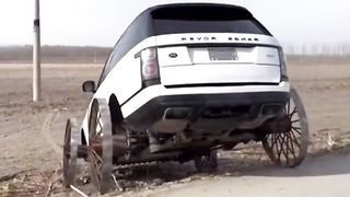 A hybrid of a car and a carriage