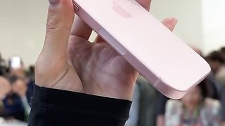 Live from Apple Park holding the new pink