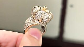 Real Gold & Natural Diamond King's Crown Men's Ring