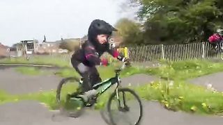 Learning how to manual a Race BMX at 4! #enjoytheride