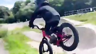 Toddler riding a pump track？! 3 year old bike skills!