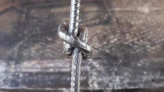I make a Steel Knot by Bending Rebar - Clove Hitch Knot - without Heating, Metal.