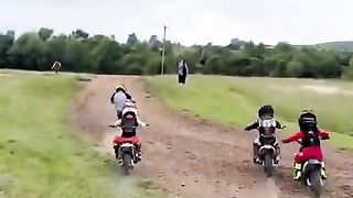 Motocross racing toddler - riding mini races with my friends!