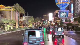 The all-new Electric G-Wagon dancing on the Las Vegas Strip demonstrating
