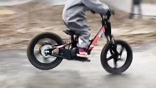 Electric bike sends - easy bike tricks at 3 years old! ????