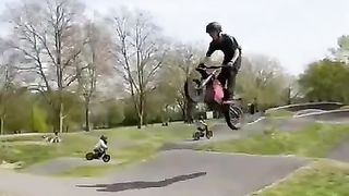 12yr old @HarrySchofield stole my Oset MX10 e bike for some cool bike tricks!