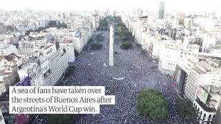 Drone captures sea of fans celebrating in Buenos Aires after Argentina's World Cup win
