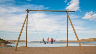 Giant seesaw on the coast in Teriberka
