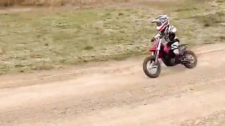 Clearing motocross jumps at 3 years old？!