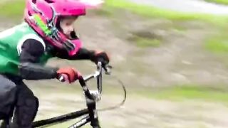Tiny riders BMX pump track fun!