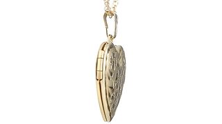 14k Engraved Flowers Heart Locket Necklace, 18"