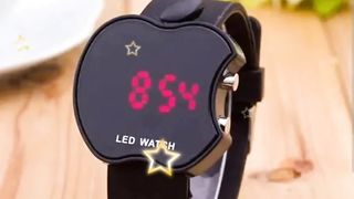 Apple Shape Digital Boy's and Girl Watch (Black)