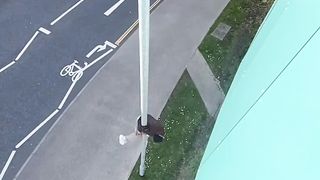 A spectacular stunt in parkour