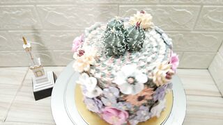 Easy buttercream flowers cake