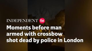 Moments before man armed with crossbow shot dead by police in London