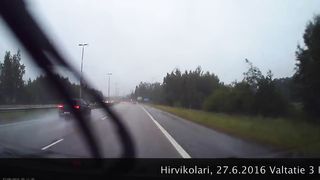 Dashcam footage of a car and moose crash