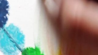 Oil pastel  feather drawing
