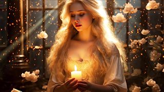 Girl candle particles