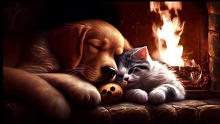 Cat dog fireplace