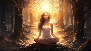 Girl meditation glow