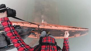 UNCUT - 50 meters BASE jump from steampunk wind turbine.