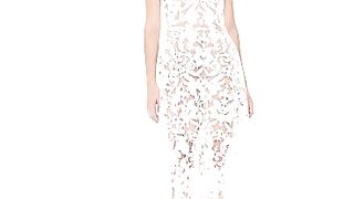 Dress the Population Women's Blair Plunging Fit and Flare Midi Dress