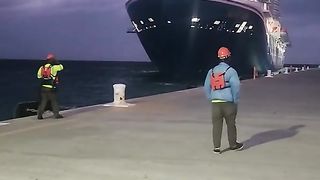 ℹ️ early morning carnival Mardi Gras docking alongside terminal