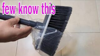 Put 1 plastic bag on your broom and you will never sweep like before