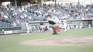Fish Mascot Eats Worker