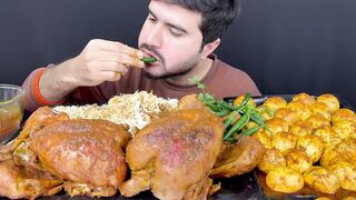 ASMR; Eating 2 Spicy Whole Chicken curry+Spicy Eggs curry with Rice+Extra Gravy || Real Mukbang